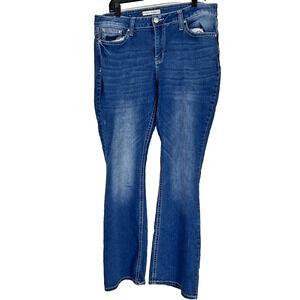 Love Indigo Jeans Womens Plus Sz 16 Blue Denim Embellished Pockets Embroider